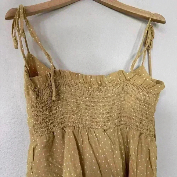 Blue Life Cami Mini Dress in Dot Size Small Mustard Yellow And White Polka Dots - Picture 6 of 6